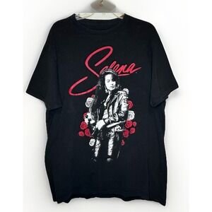 Selena Shirt Mens  XLarge Black Roses Graphic Tee Music 2021 C Life Merchandise